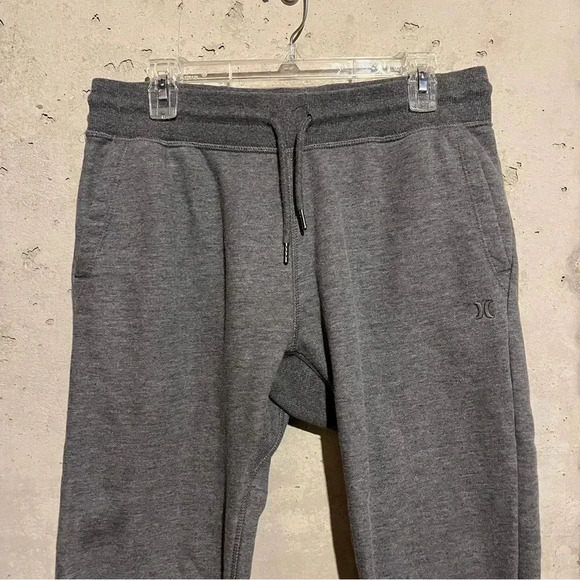 Hurley Joggers Size Medium Fleece Gray Elastic Waist Pockets Mens - Picture 2 of 12